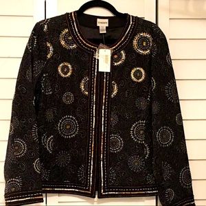 Chico’s Size 1 (Woman’s size 8) Dazzling Metallic Treena Jacket-Black
